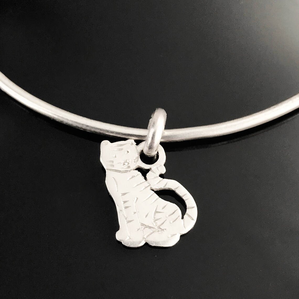 Tiger bracelet Sterling silver cat bangle Tiger jewelry | Etsy
