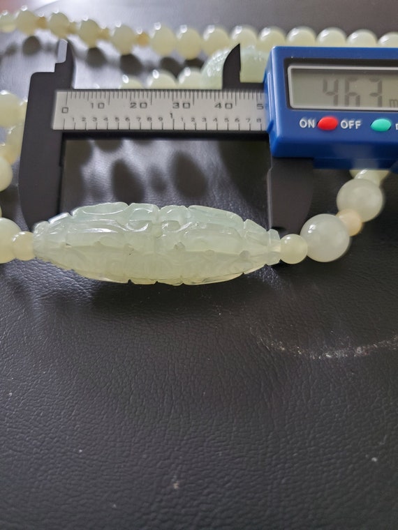 Jade Necklace with 5 Large Carved Jade Beads - image 7