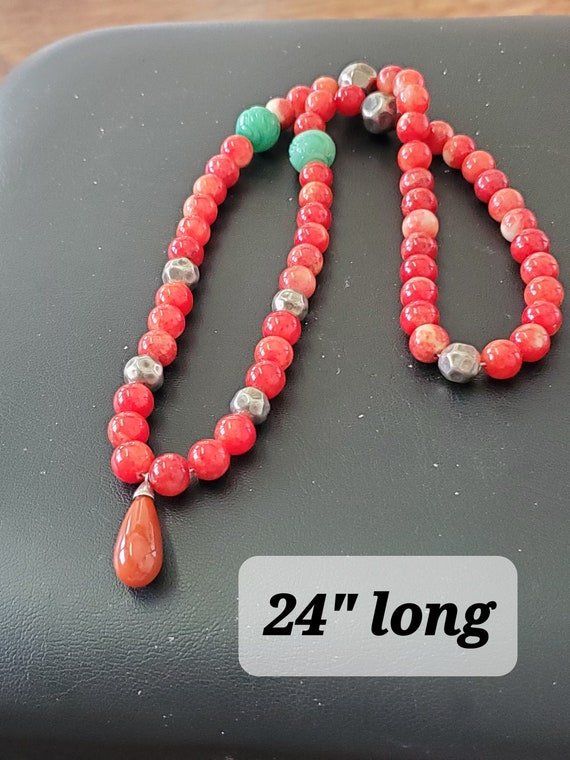 Chinese Glass Necklace imitating Coral with Chines