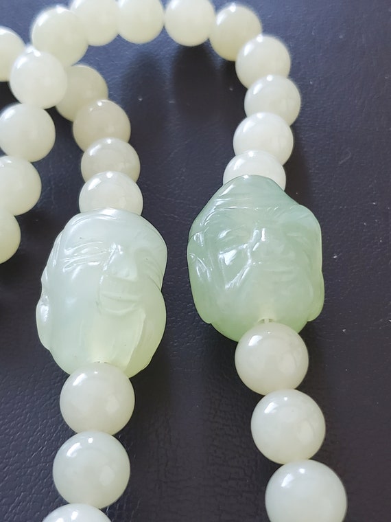 Jade Necklace with 5 Large Carved Jade Beads - image 8