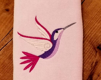 Hummingbird Watercolor Personalized 3 Piece Bath Towel Set Any Color Choice