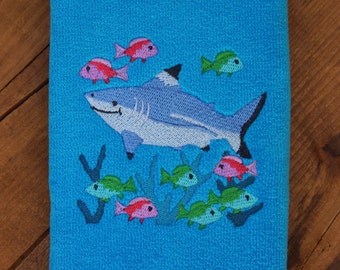 SHARK ECHO HAND TOWEL SET CUSTOM EMBROIDERED
