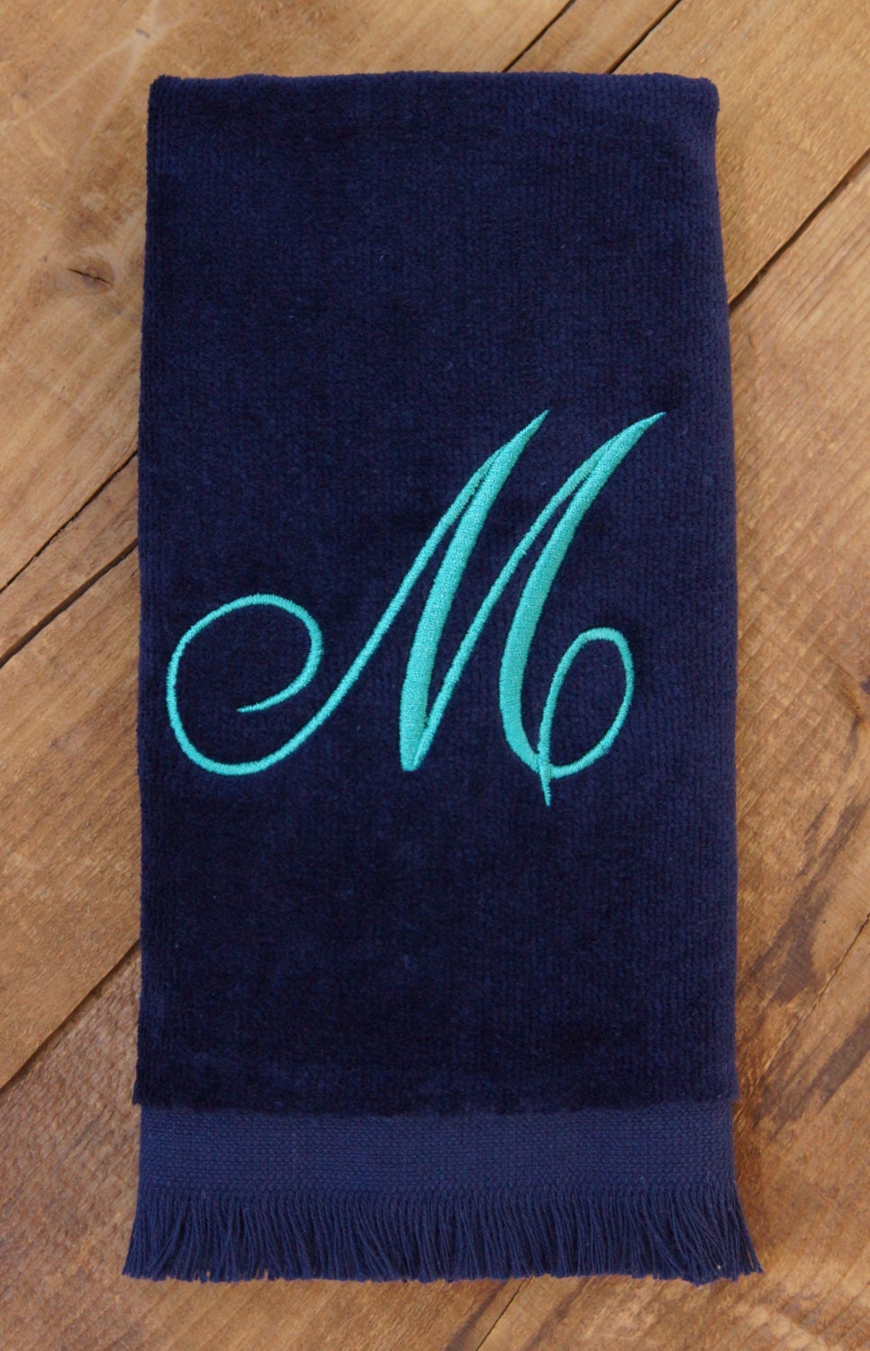 Monogrammed Towels Single Initial Script Font Embroidered