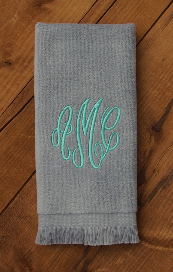 Monogrammed Towels Circle Script Monogram Embroidered Hand Etsy