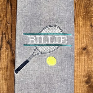 Custom Tennis Towel Personalized, Embroidered Tennis Racquet and Ball with Name, Tennis Gifts, Towels with Names