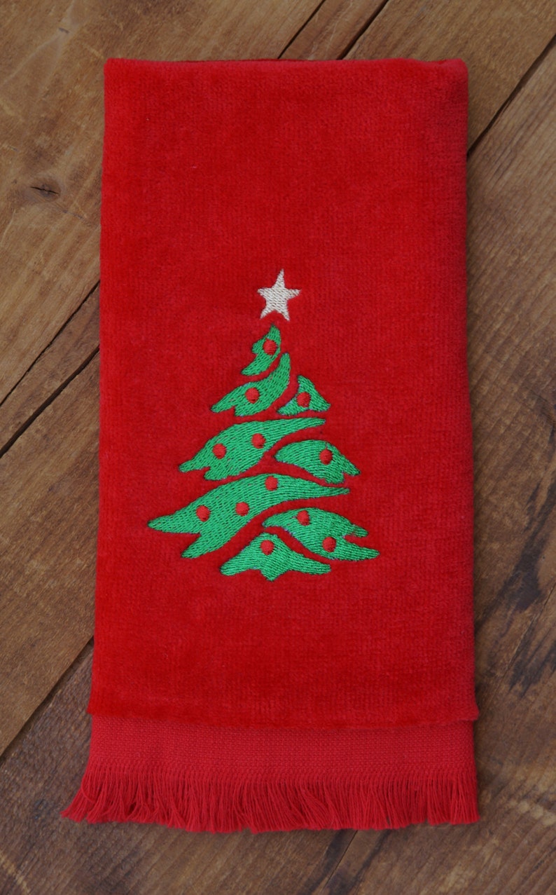 Embroidered Towels O' Christmas Tree Embroidered Hand Etsy