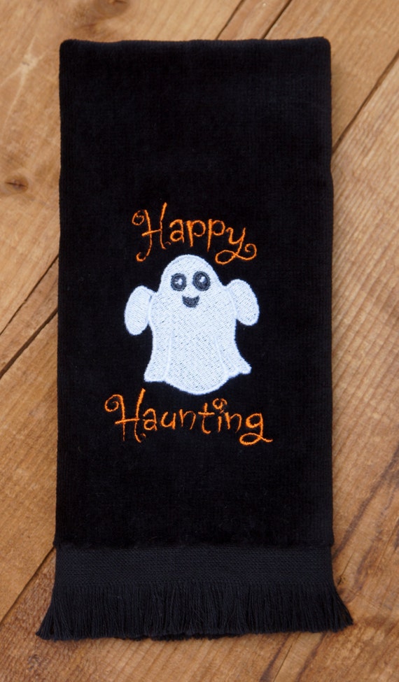 Embroidered Towels Happy Haunting Embroidered Hand Towel or | Etsy