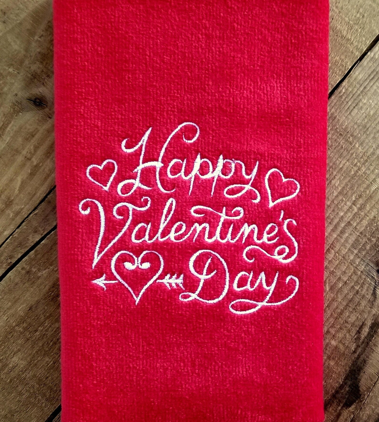 Embroidered Towels Happy Valentine's Day Embroidered Hand Etsy