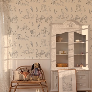 Winnie the Pooh and Friends Tapete im klassischen Stil, Wandbild mit Pooh Corner, Winnie the Pooh Wandbild, Kinderzimmer- und Raumdekor, Wandkunst