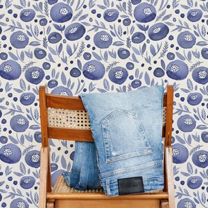 Modern Blue Floral Wall Mural, Blue Watercolor Flowers Wallpaper, Blue Floral Wallpaper, Wall décor, Nursery décor