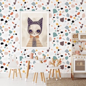 Terrazzo Wall Mural, Terrazzo Wallpaper, Art Wallpaper, Color on Color Wallpaper, Nursery décor