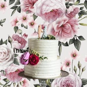 Sweet-Smelling Flowers Wall Mural, Vintage Floral Wallpaper, Peonies and Roses Wallpaper, Pink Roses Floral Wallpaper, Nursery décor