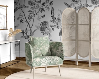 Shaded Chinoiserie Wallpaper, Hand Painted Chinoiserie Wall Mural, Asian Style Wallpaper, Chinese Wallpaper, Chinoiserie Chic Nursery décor