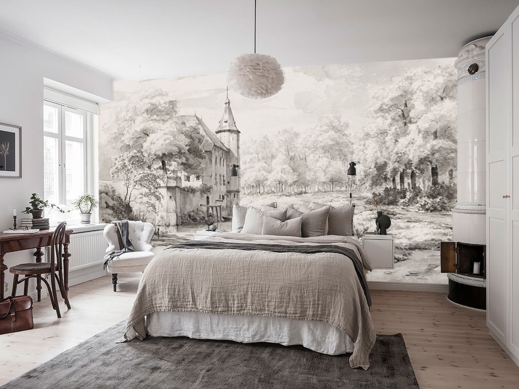 Vintage Landscape Wall Mural Vintage Castle Wallpaper Warm - Etsy Vintage Landscape Wall Mural Vintage Castle Wallpaper Warm - Etsy