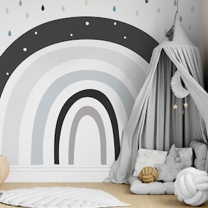 Monochrome Rainbow Wall Mural, Rainbow Wallpaper, Colorful Rainbow Wallpaper, Monochrome Rainbow Wallpaper, Nursery and room décor