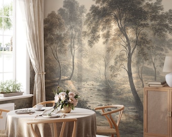 Vintage Landscape Wall Mural, Vintage Wallpaper, Hand-painted Wallpaper, Art Wall décor, Nursery and room décor, Wall art