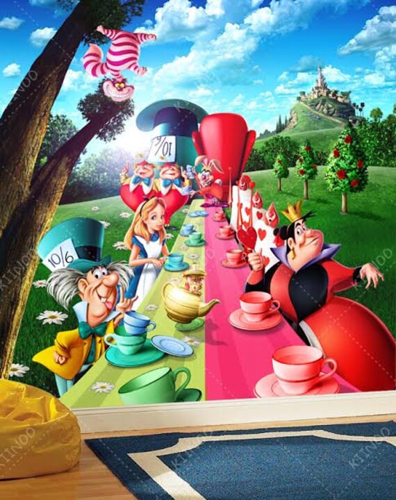 Alice in Wonderland 2 Wall mural Wallpaper Wall décor Wall | Etsy