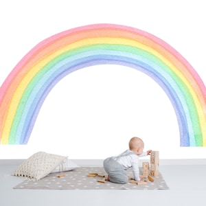 Watercolor Rainbow Wall mural, Colorful Rainbow Wall Mural,  Rainbow Wallpaper, Wall décor, Nursery and room décor, Wall art