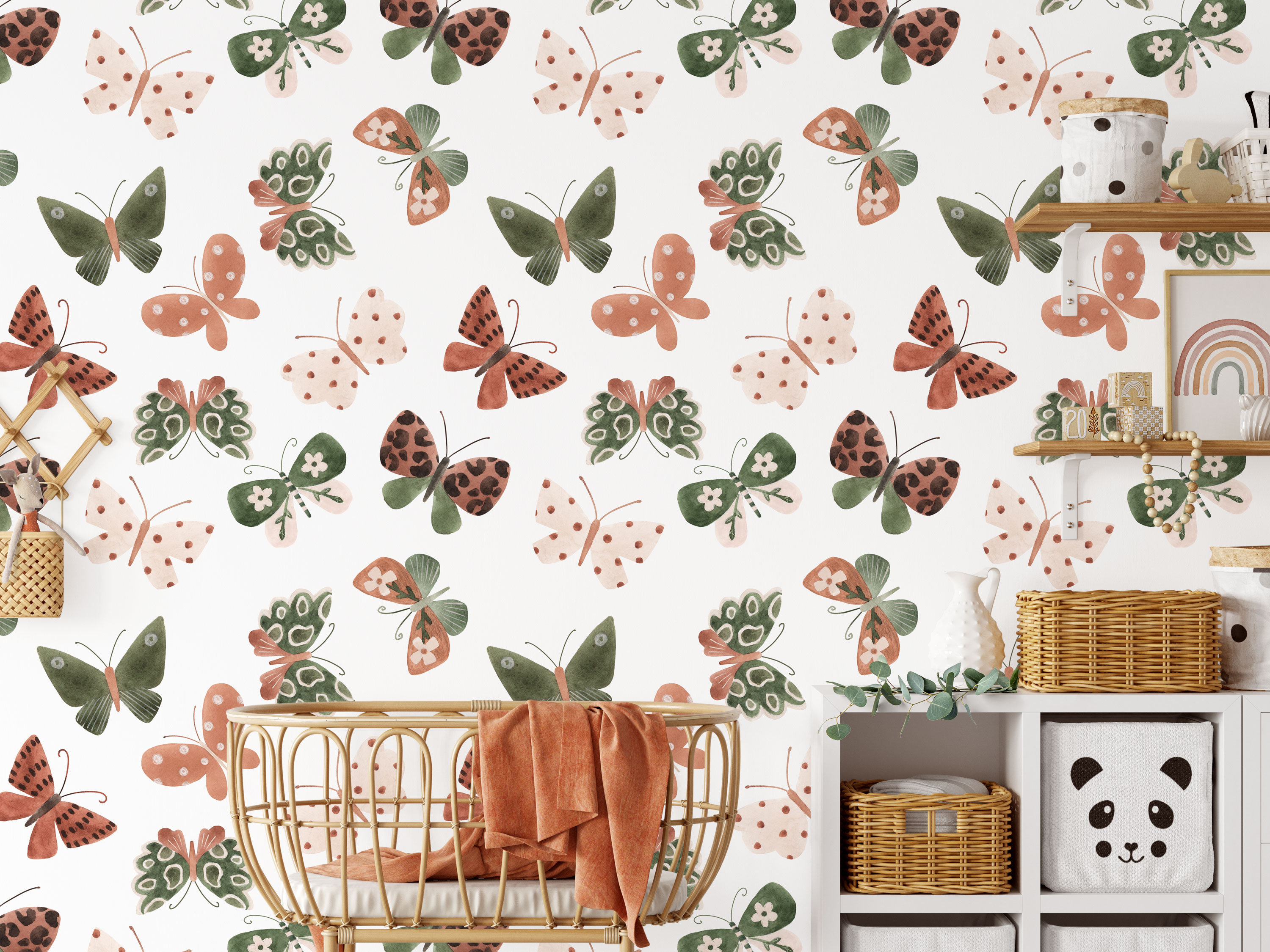 Butterfly Wall Mural, Watercolor Butterflies and Moths Wallpaper ...