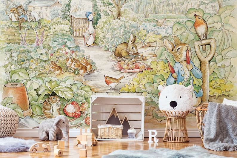 Peter the Rabbit Wall Mural Fairytale Wall Mural Fairy Etsy