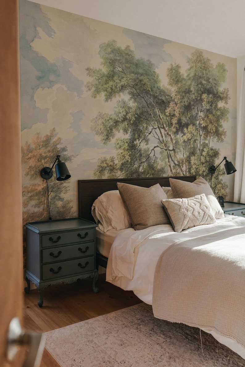 Timeless Scenic Wall Mural, Vintage Landscape Wallpaper Mural, Scenic ...