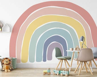 Let&#39;s Chase Rainbows Wall Mural, Seven Colours of the Rainbow Wallpaper, Colorful Rainbow Wallpaper, Nursery and room décor, Wall art