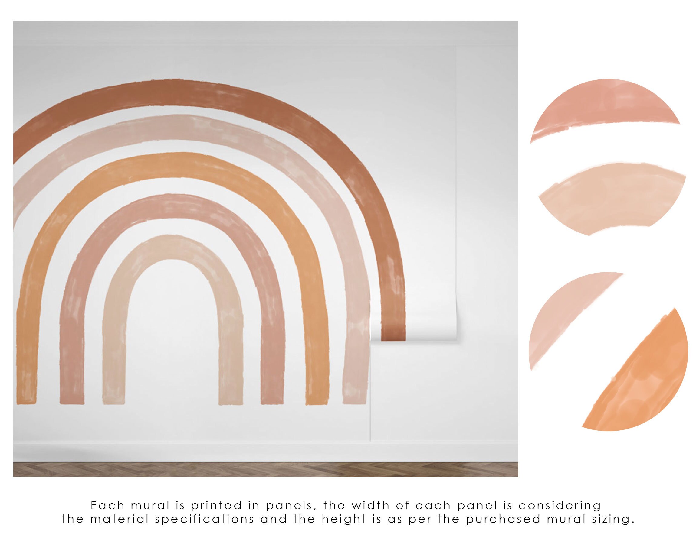 Boho Style Rainbow Wall Mural, Rainbow in Earthy Tones Wall Mural ...