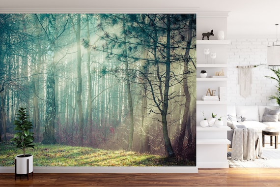 Wall Décor 3D Forest Green Leaf Sunbeam Meadow Wallpaper Mural Peel and ...