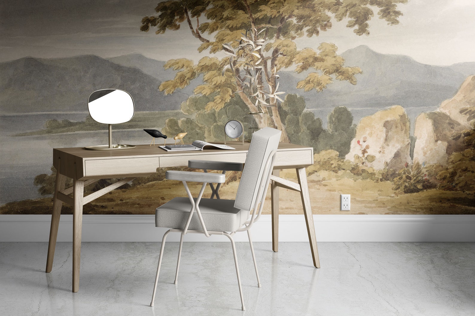 Peaceful Vintage Scenic Wall Mural, Vintage Landscape Wall Mural ...