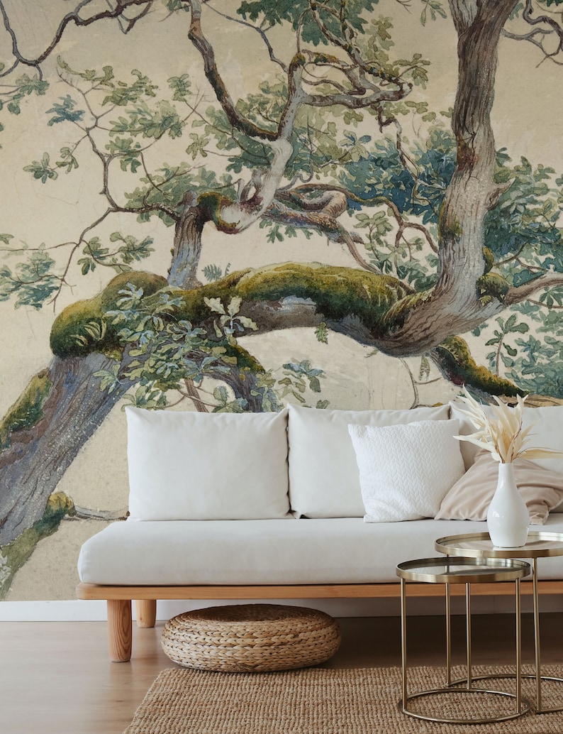 The Tree Brunch Wall Mural Vintage Tree Wallpaper Etsy