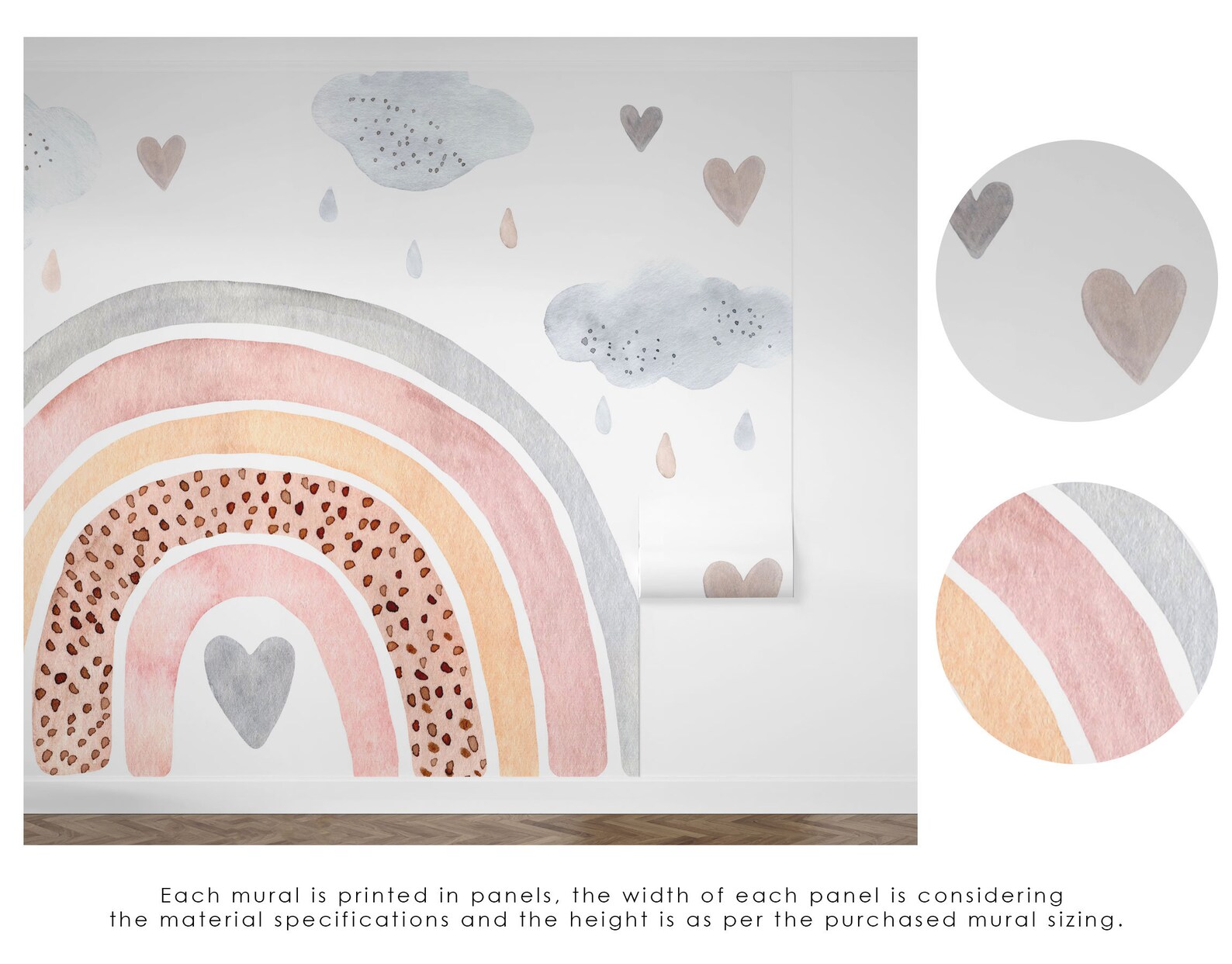 Follow the Rainbow Wall Mural, Colorful Rainbow Wall Mural, Watercolor ...