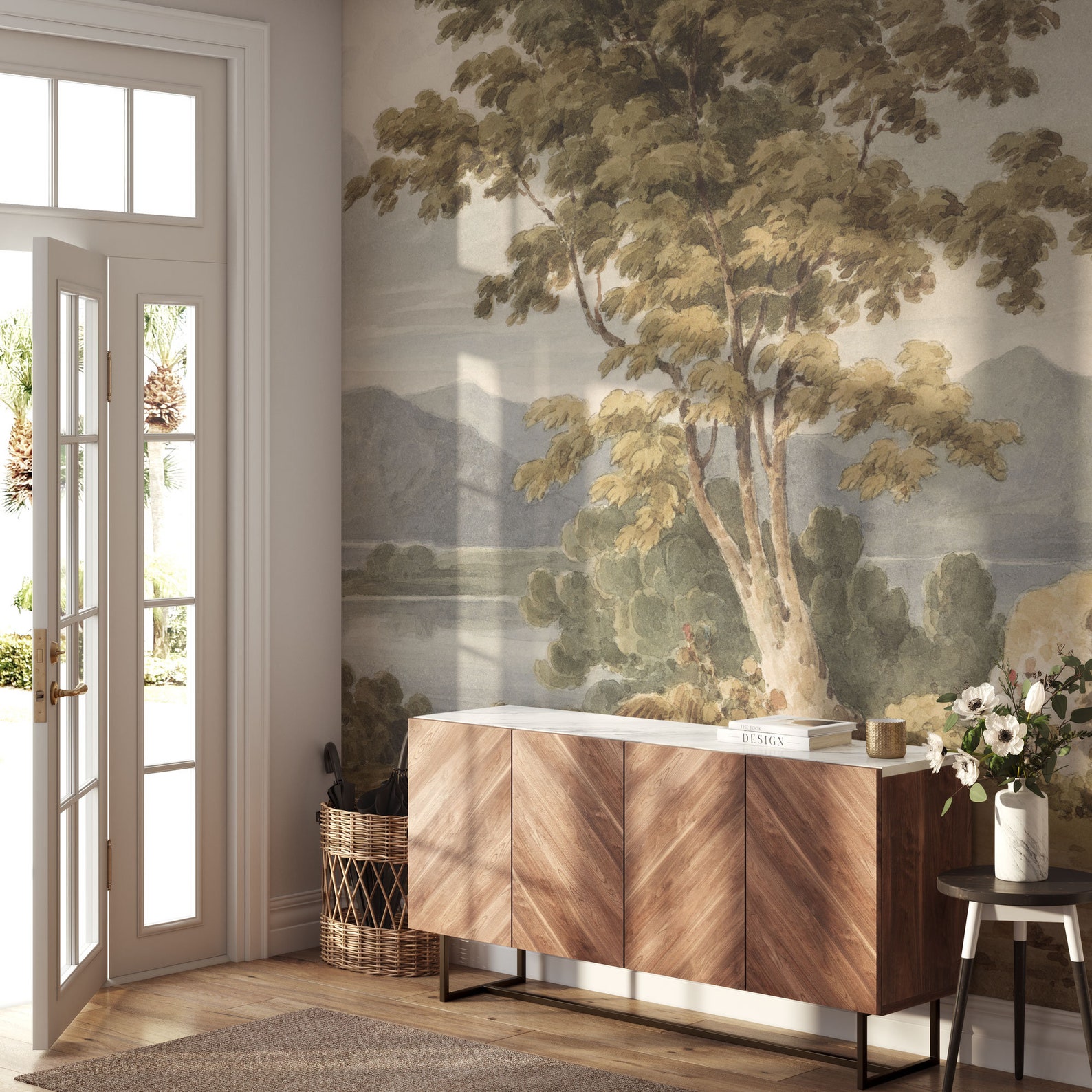 Antique Landscape Wallpaper Mural, Classic English Countryside ...