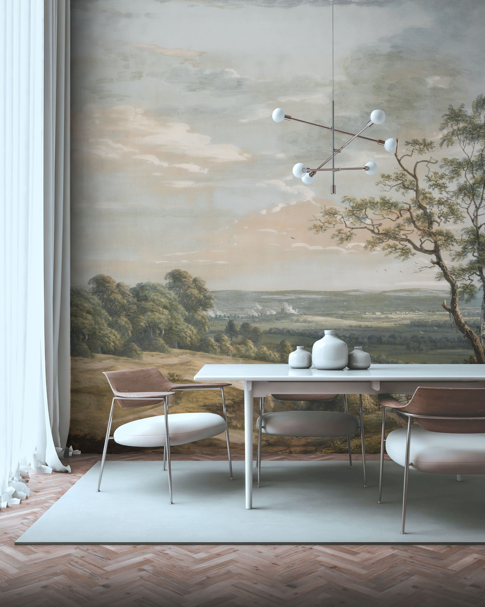 Vintage Accent Wall Mural, Vintage Forest Scene Wall Mural, Rural ...
