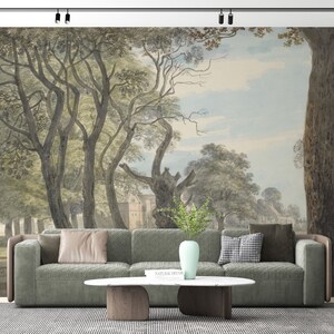 The Trees Garden Wall Mural, Vintage Tree Wallpaper, Panoramique ...