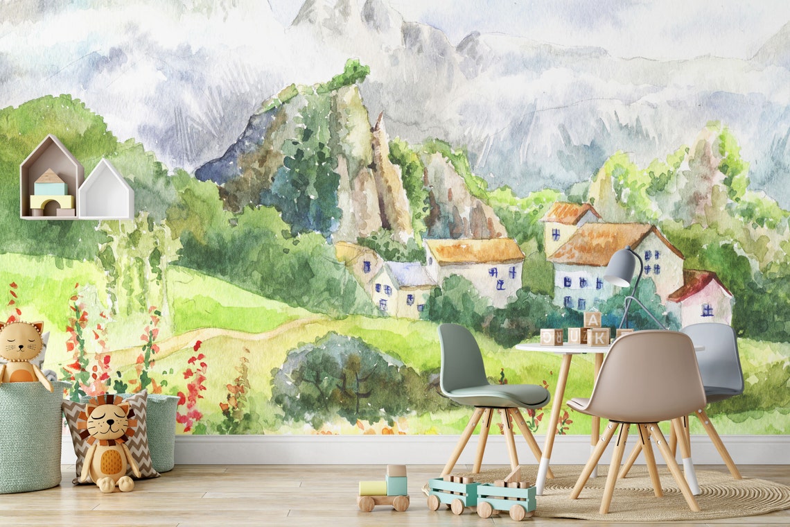 Countryside Wallpaper Countryside Scenic Wall Mural - Etsy UK