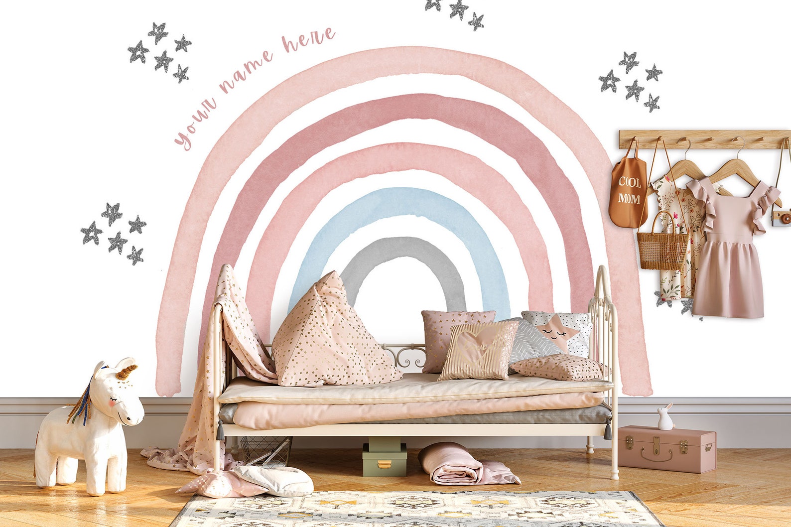 Watercolor Rainbow Wall Mural Watercolor Rainbow Wallpaper Etsy