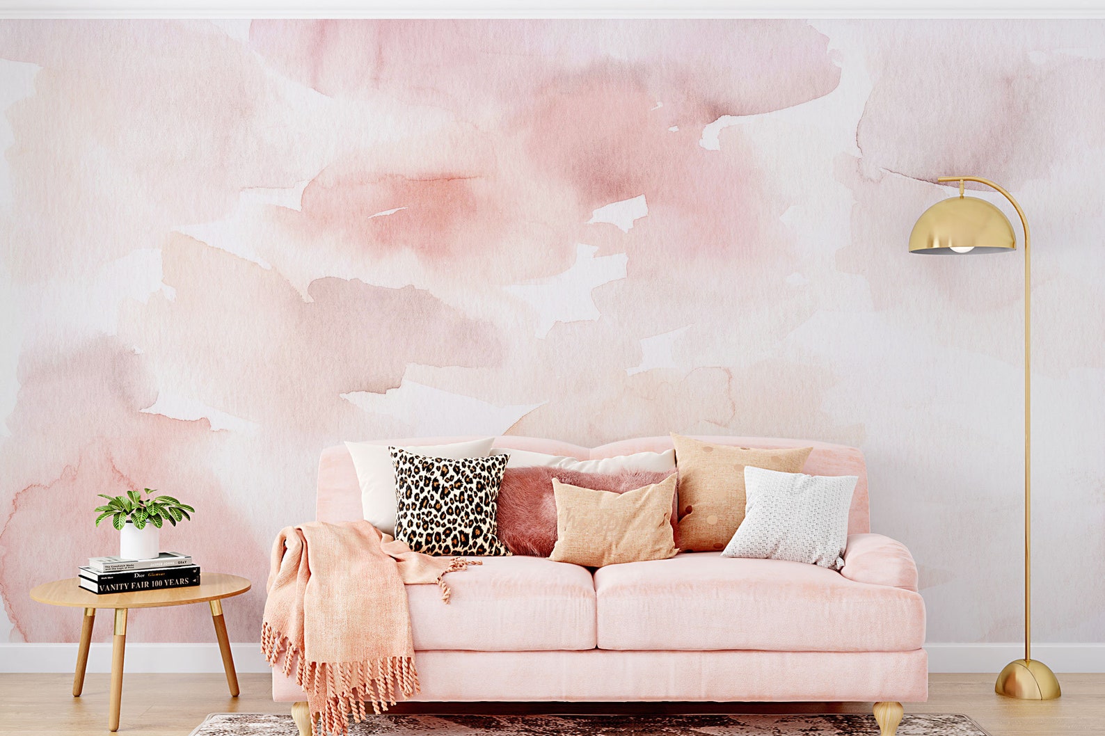 Blush Wall Mural Abstract Watercolor Wallpaper Watercolor - Etsy
