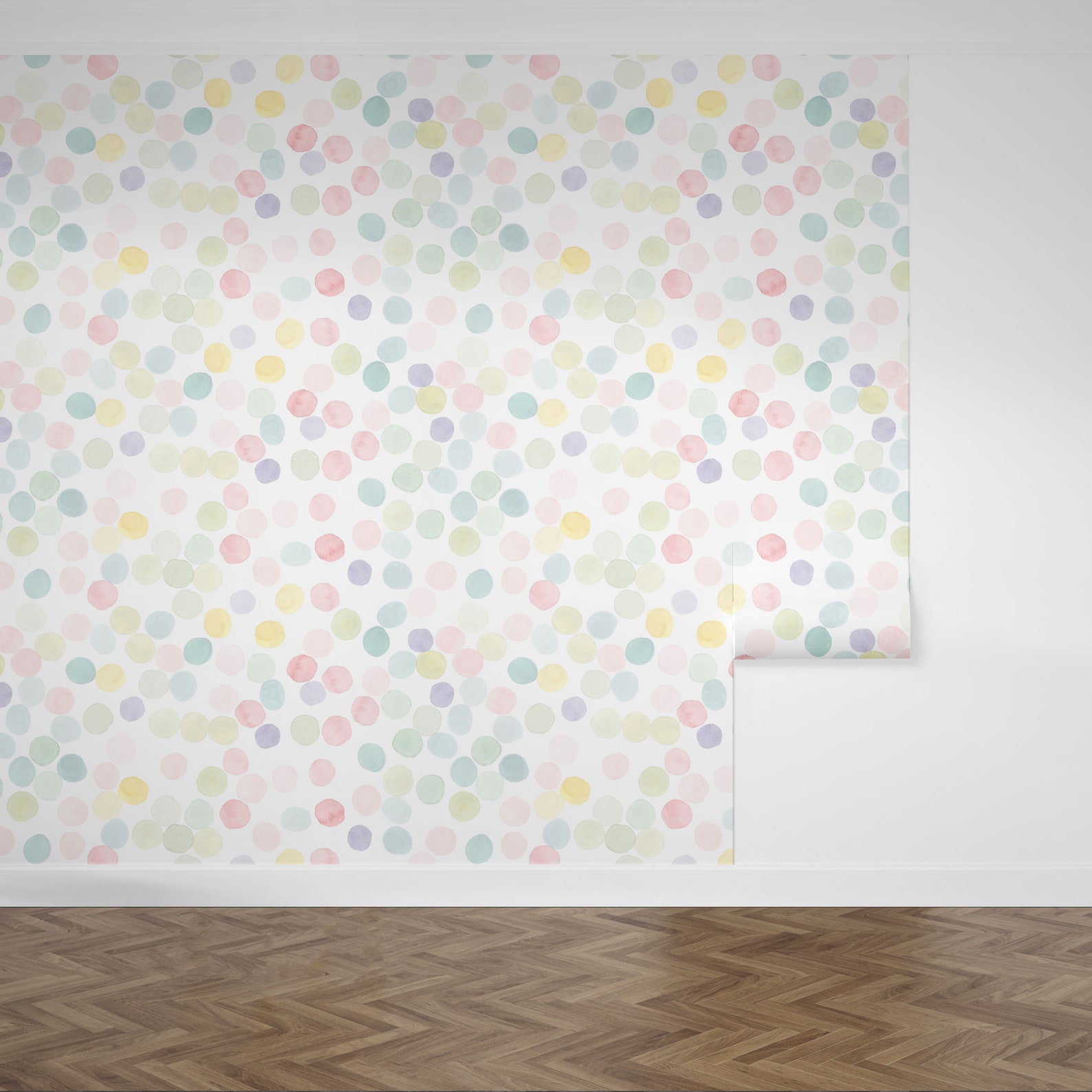 Watercolor Rainbow Dots Wall Mural Rainbow Spots Wallpaper Etsy