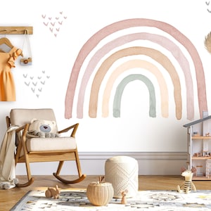 Watercolor Rainbow in Earthy Tones Wall mural, Boho Rainbow Wall Mural,  Rainbow Wallpaper, Wall décor, Nursery and room décor, Wall art