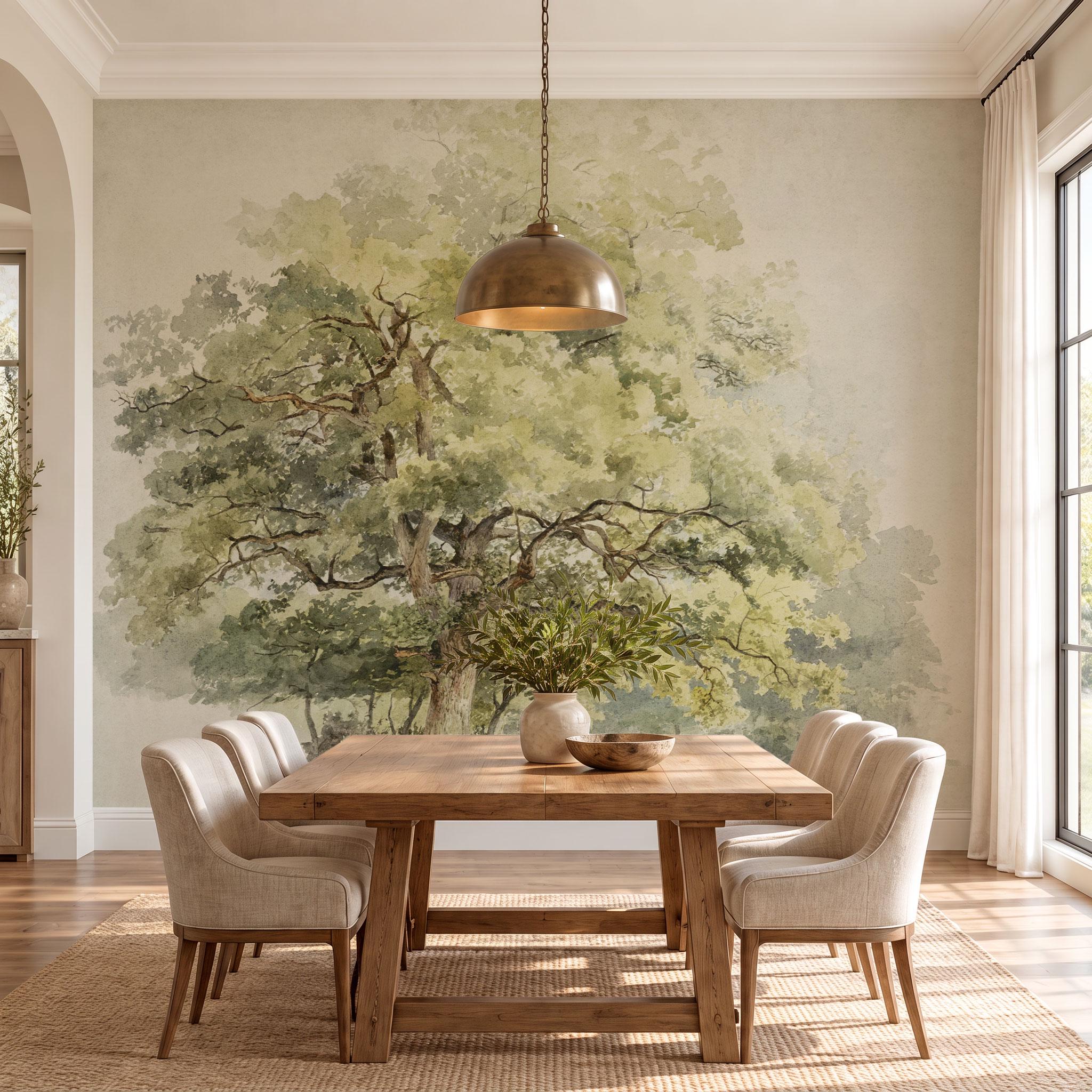 Near the Big Tree Wall Mural, Oak Tree Wallpaper, Vintage