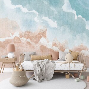 Abstract Sea Wall Mural, Contemporary Wallpaper, Modern Sea Waves Wallpaper, Wall décor, Wall decal, Room décor, Wall art
