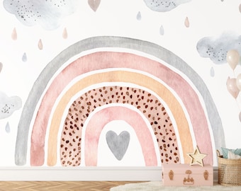 Follow the Rainbow Wall mural, Colorful Rainbow Wall Mural,  Watercolor Rainbow Wallpaper, Happy Rainbow Wallpaper, Nursery and room décor