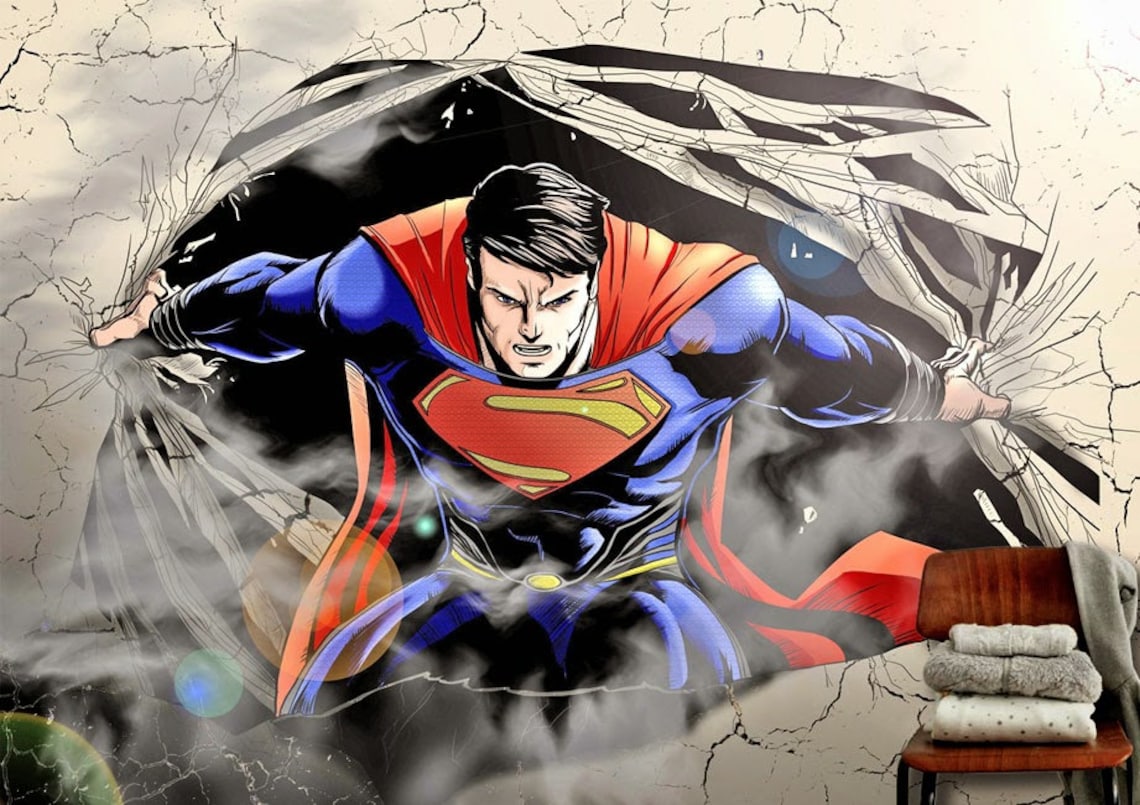 Superman Wall mural Wallpaper Wall décor Nursery and room Etsy