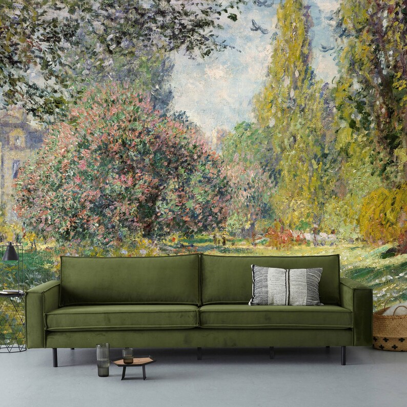 Vintage Landscape Wall Mural Vintage Wallpaper Handpainted Etsy