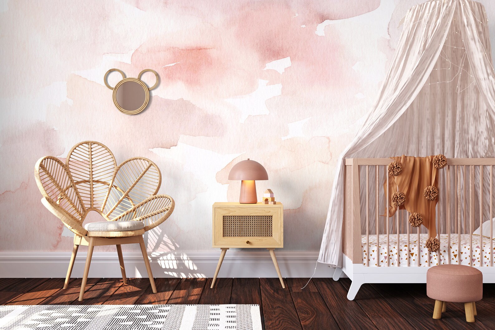 Blush Wall Mural Abstract Watercolor Wallpaper Watercolor - Etsy