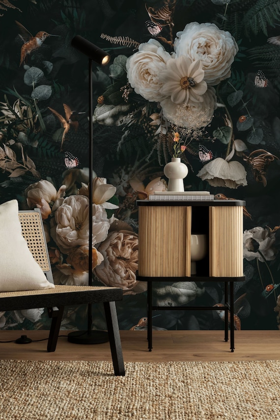 Buy Spellbound Wall Mural Moody Floral Wall Mural Dark Floral Online in India - Etsy Buy Spellbound Wall Mural Moody Floral Wall Mural Dark Floral Online in India - Etsy