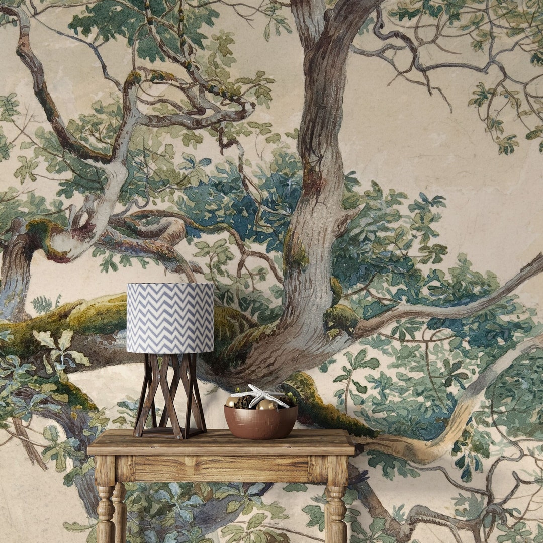 The Tree Brunch Wall Mural, Vintage Tree Wallpaper, Hand-painted