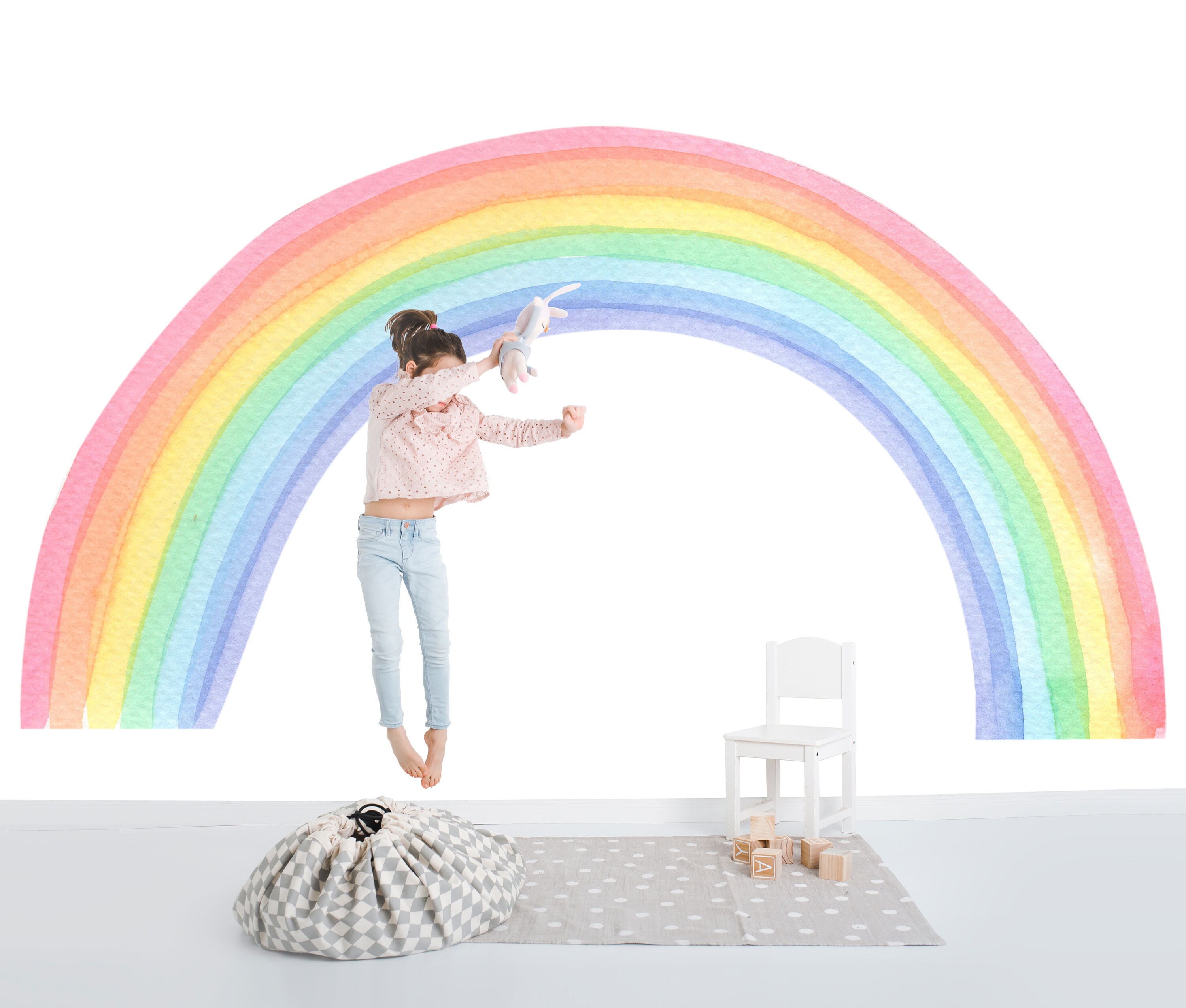 Watercolor Rainbow Wall mural Colorful Rainbow Wall Mural Etsy