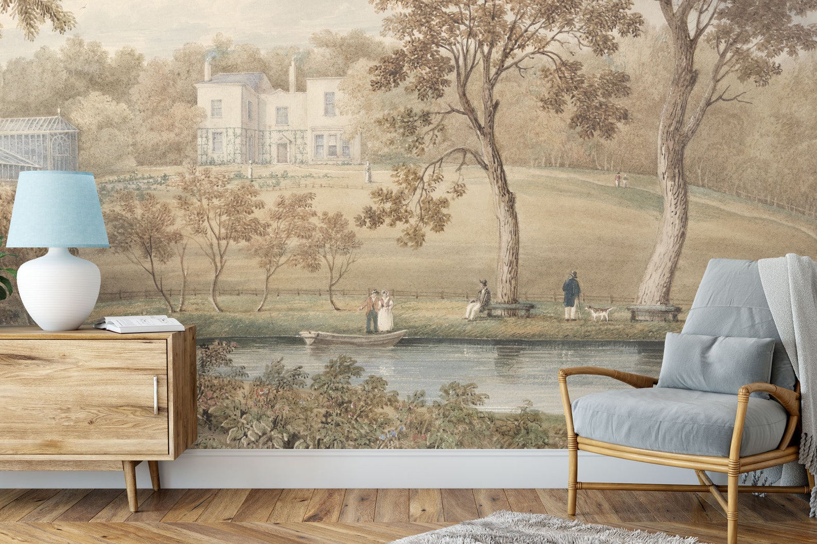 Vintage Scenic Wall Mural, Scenic Wall Mural, Vintage Landscape ...
