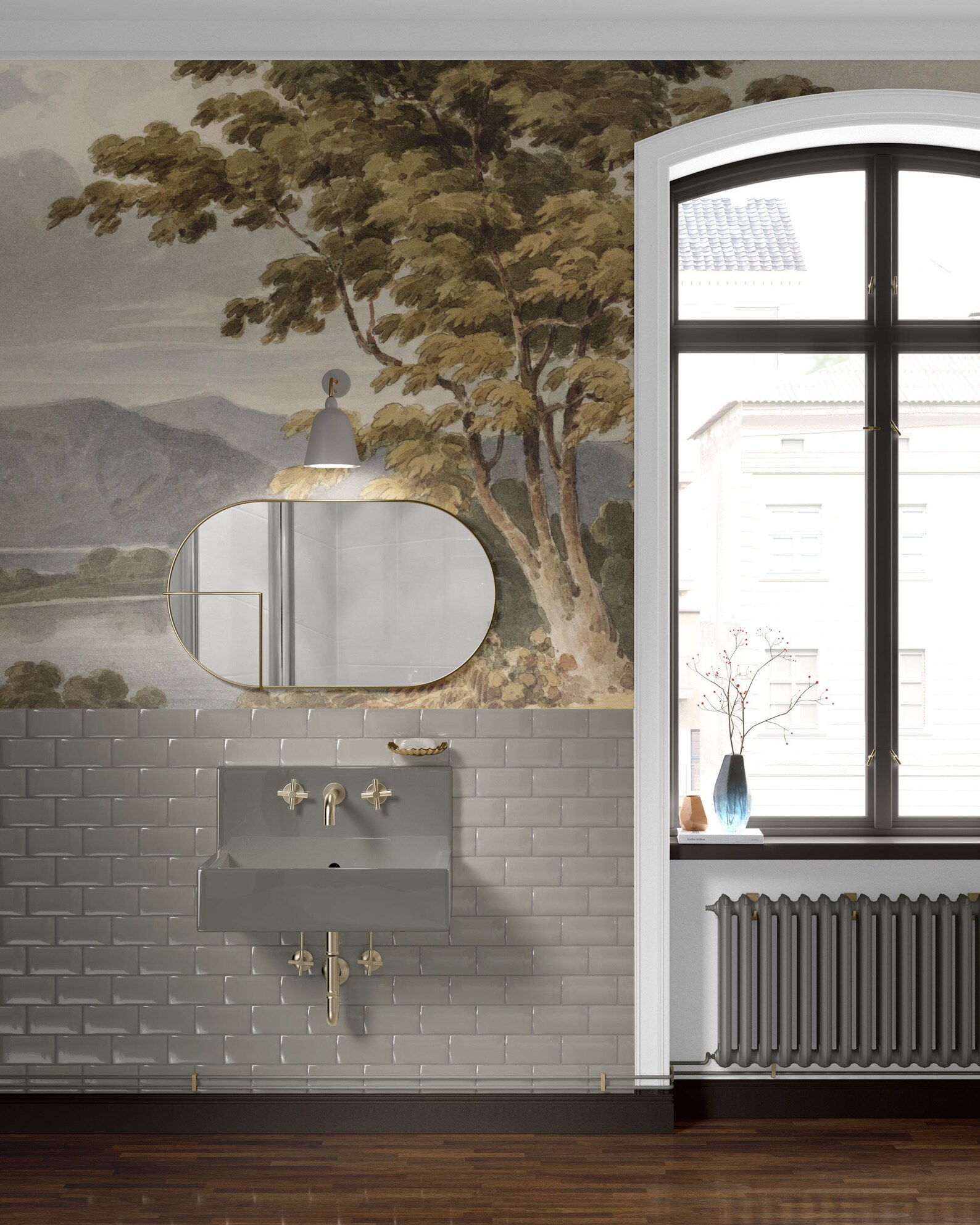 Peaceful Vintage Scenic Wall Mural, Vintage Landscape Wall Mural ...
